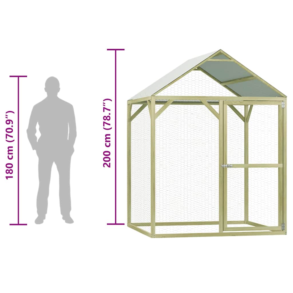 vidaXL Galinheiro 1,5x1,5x2 m madeira de pinho impregnada