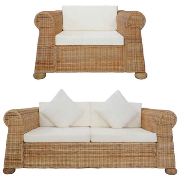 vidaXL 2 pcs conjunto de sofás com almofadões vime natural