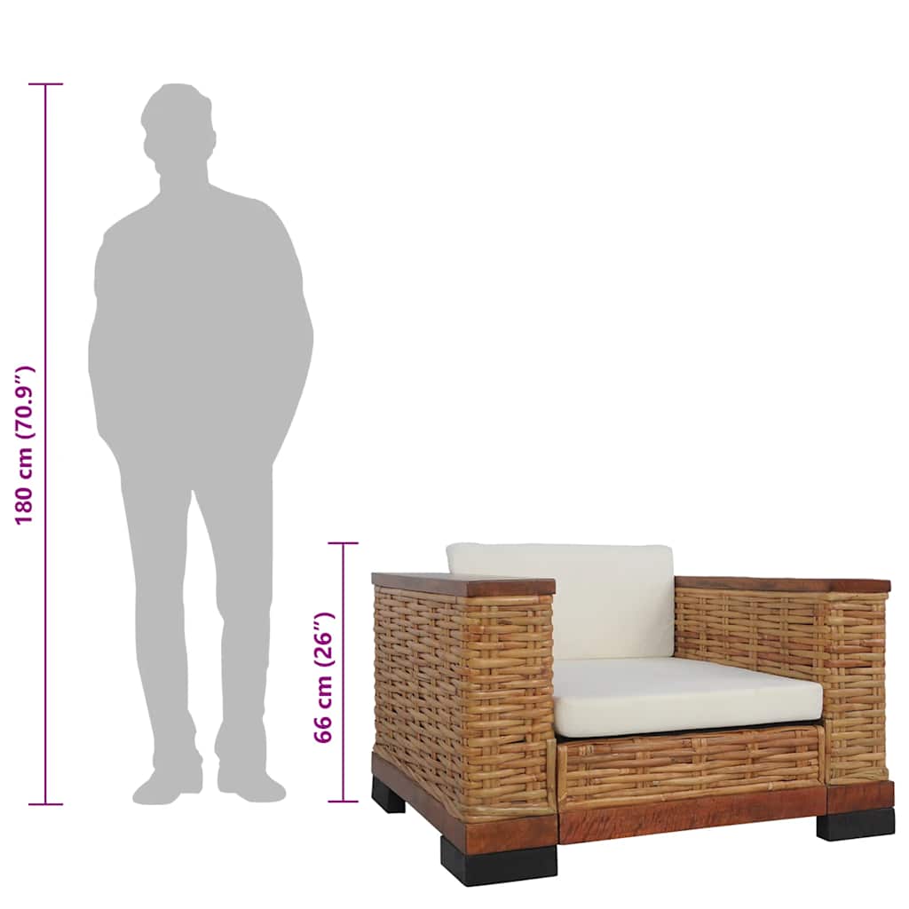 vidaXL 2 pcs conjunto de sofás com almofadões vime natural castanho