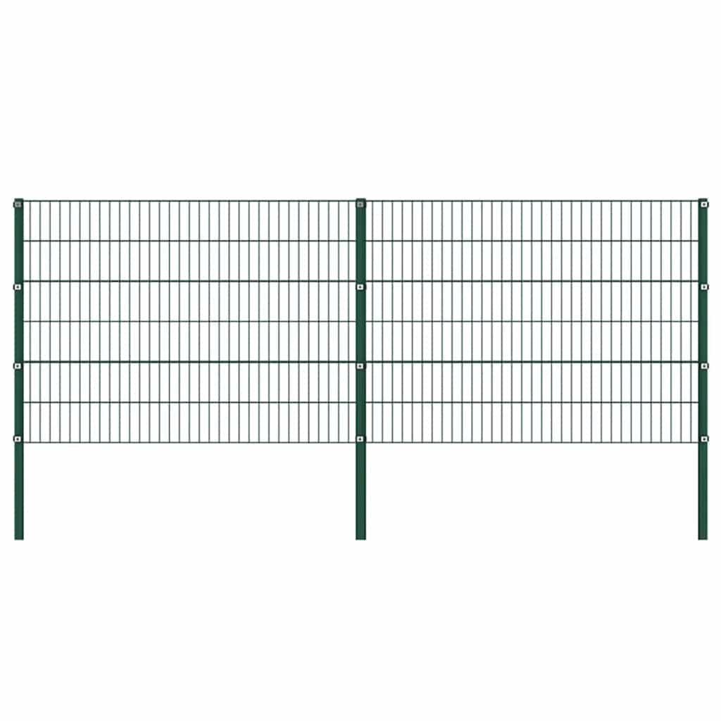 vidaXL Painel de vedação com postes de ferro 176,5x80 cm verde