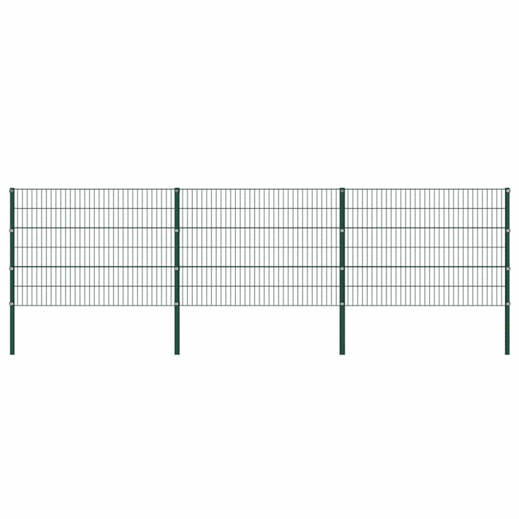 vidaXL Painel de vedação com postes de ferro 176,5x80 cm verde