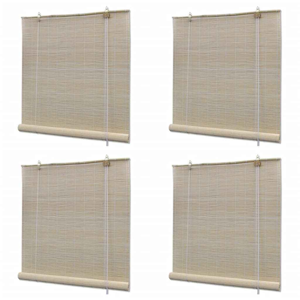 vidaXL Estores de rolo em bambu natural 2 pcs 120x160 cm