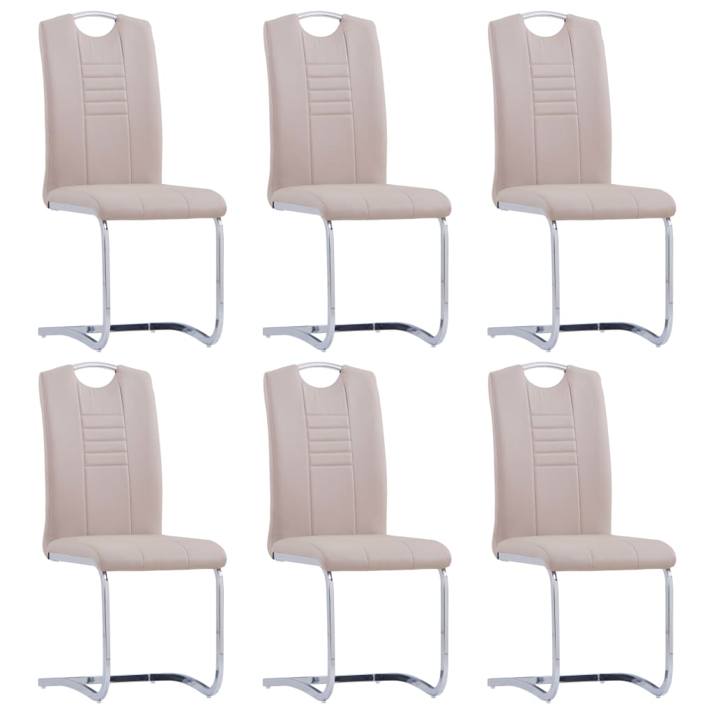vidaXL Cadeiras de jantar cantilever 4 pcs couro artificial preto