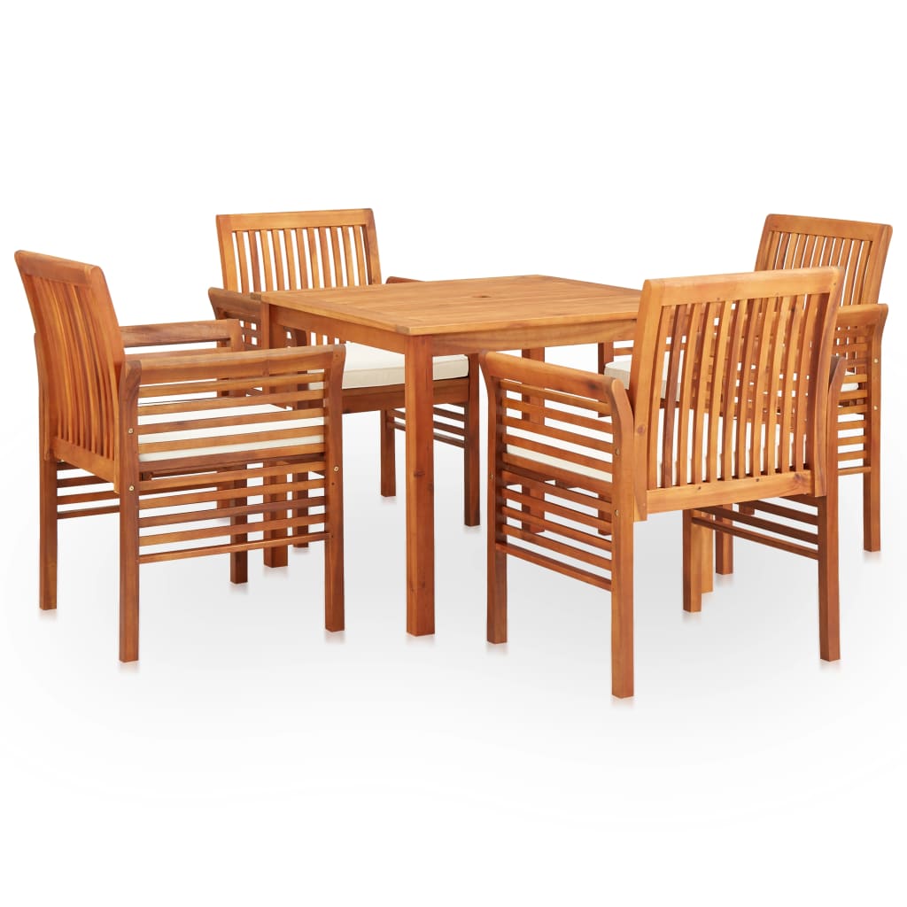 vidaXL 3 pcs conjunto de jantar exterior c/ almofadões acácia maciça