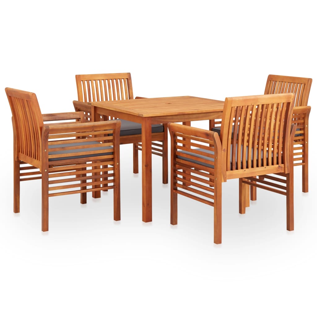 vidaXL 3 pcs conjunto de jantar exterior c/ almofadões acácia maciça