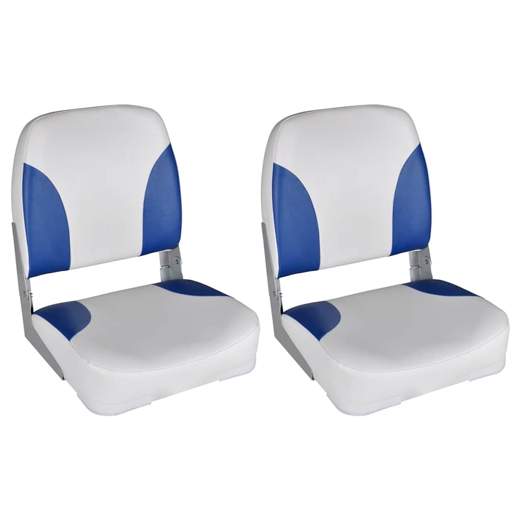 vidaXL Assentos barco 2 pcs encosto dobrável azul/branco 41x36x48 cm