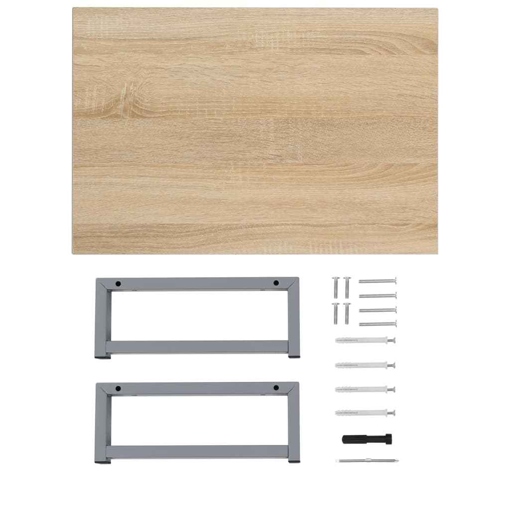 vidaXL Conjunto de móveis de casa banho 2 peças cerâmica cor carvalho