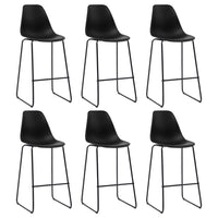 vidaXL Cadeiras de bar 6 pcs plástico preto