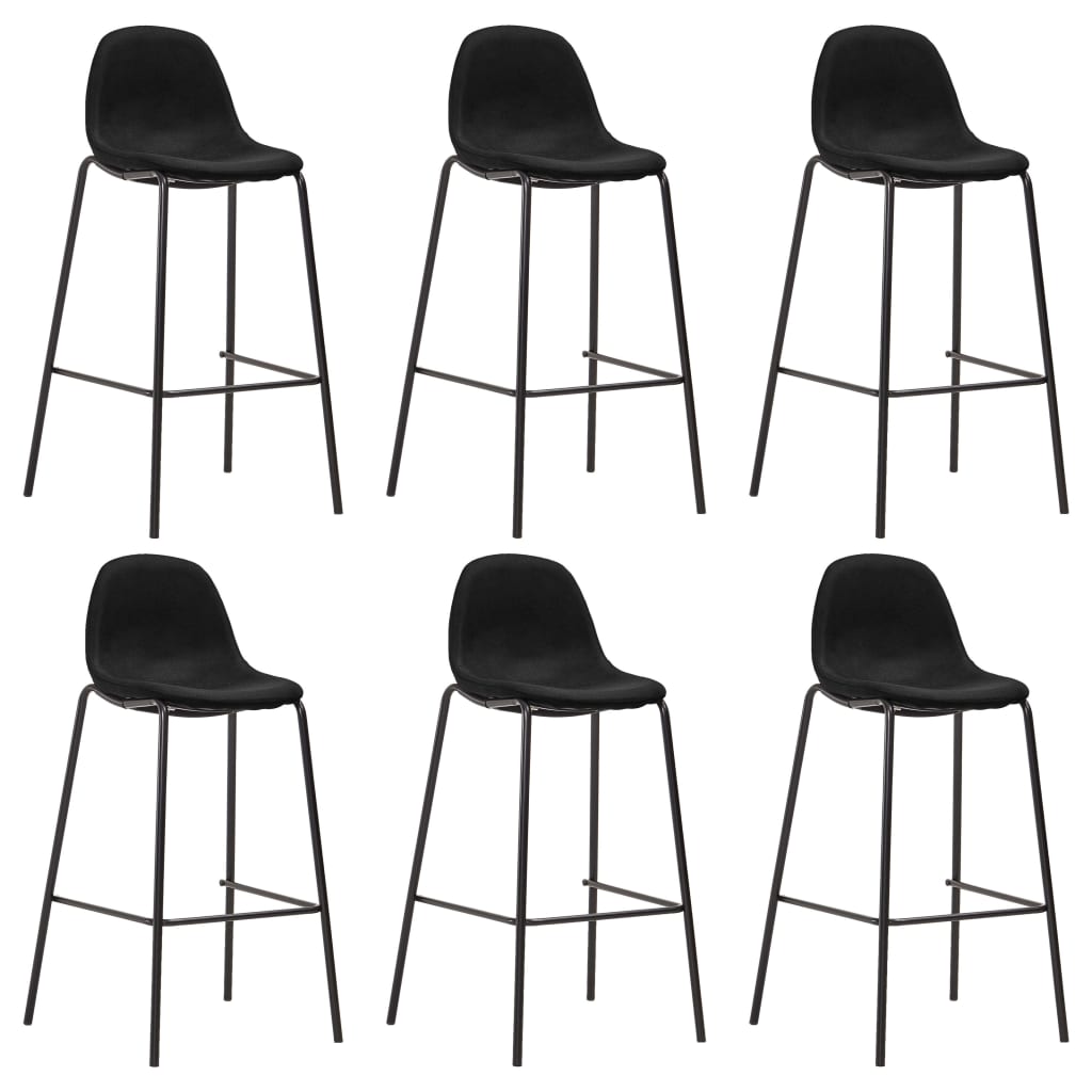 vidaXL Cadeiras de bar 6 pcs tecido preto