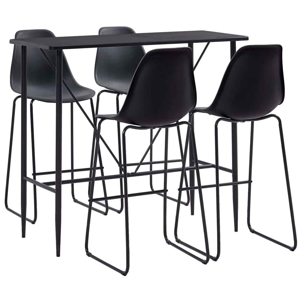 vidaXL 5 pcs conjunto de bar plástico preto