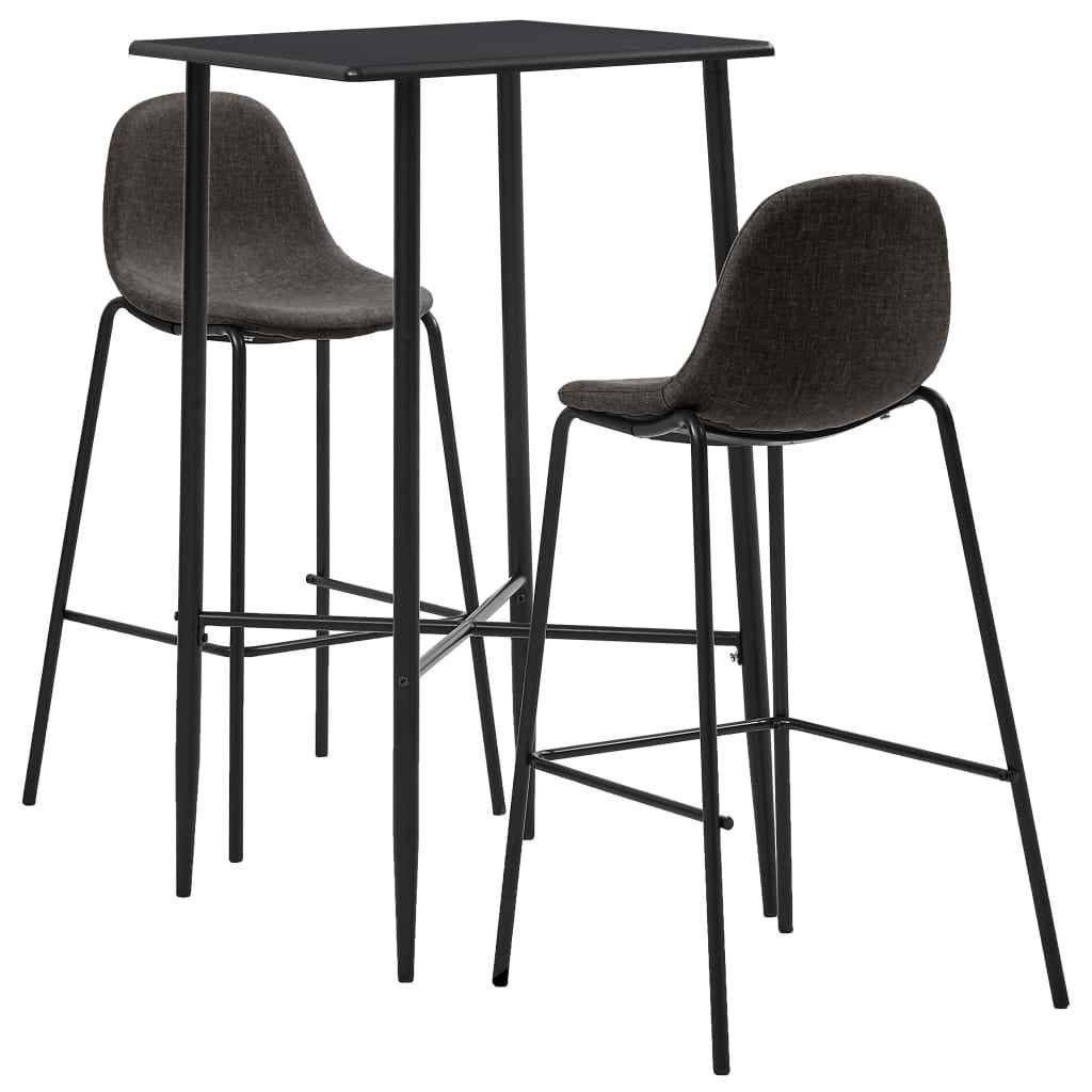 vidaXL 3 pcs conjunto de bar tecido cinzento-escuro