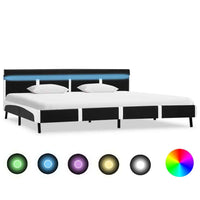 vidaXL Estrutura cama c/ LED 90x200 cm couro artificial branco e preto