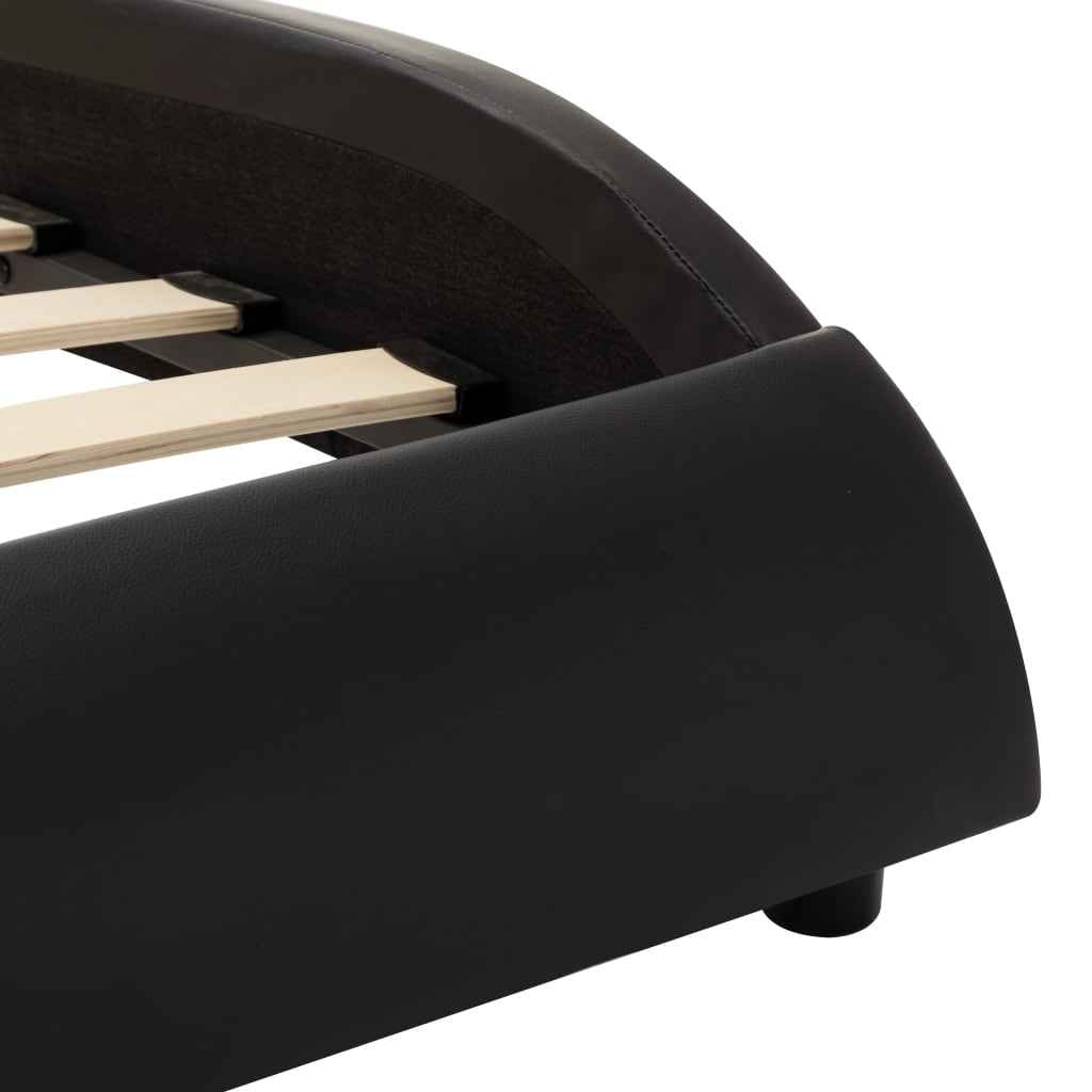 vidaXL Estrutura cama c/ LED 180x200 cm couro artificial preto/branco