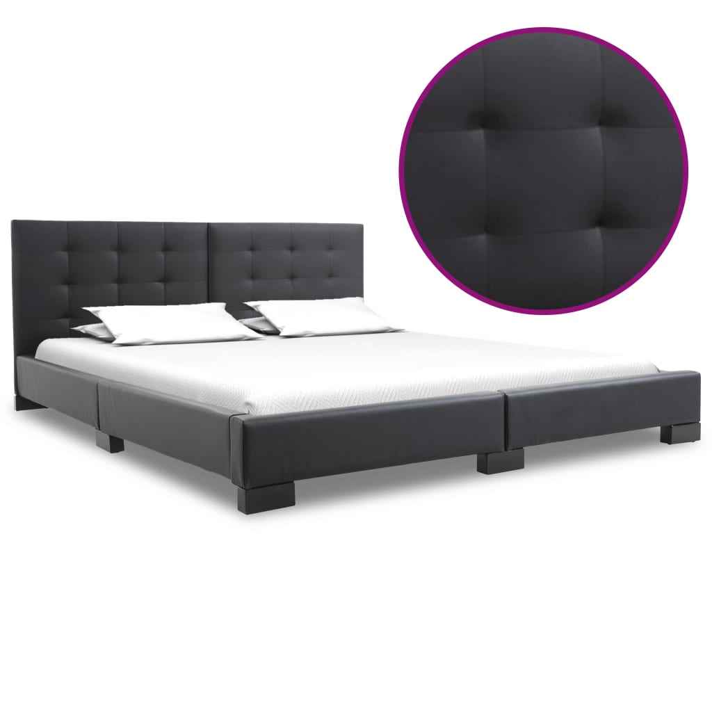 vidaXL Estrutura de cama sem colchão em couro sintético preto 200x160 cm