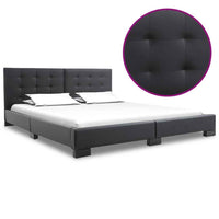 vidaXL Estrutura de cama sem colchão em couro sintético preto 200x160 cm
