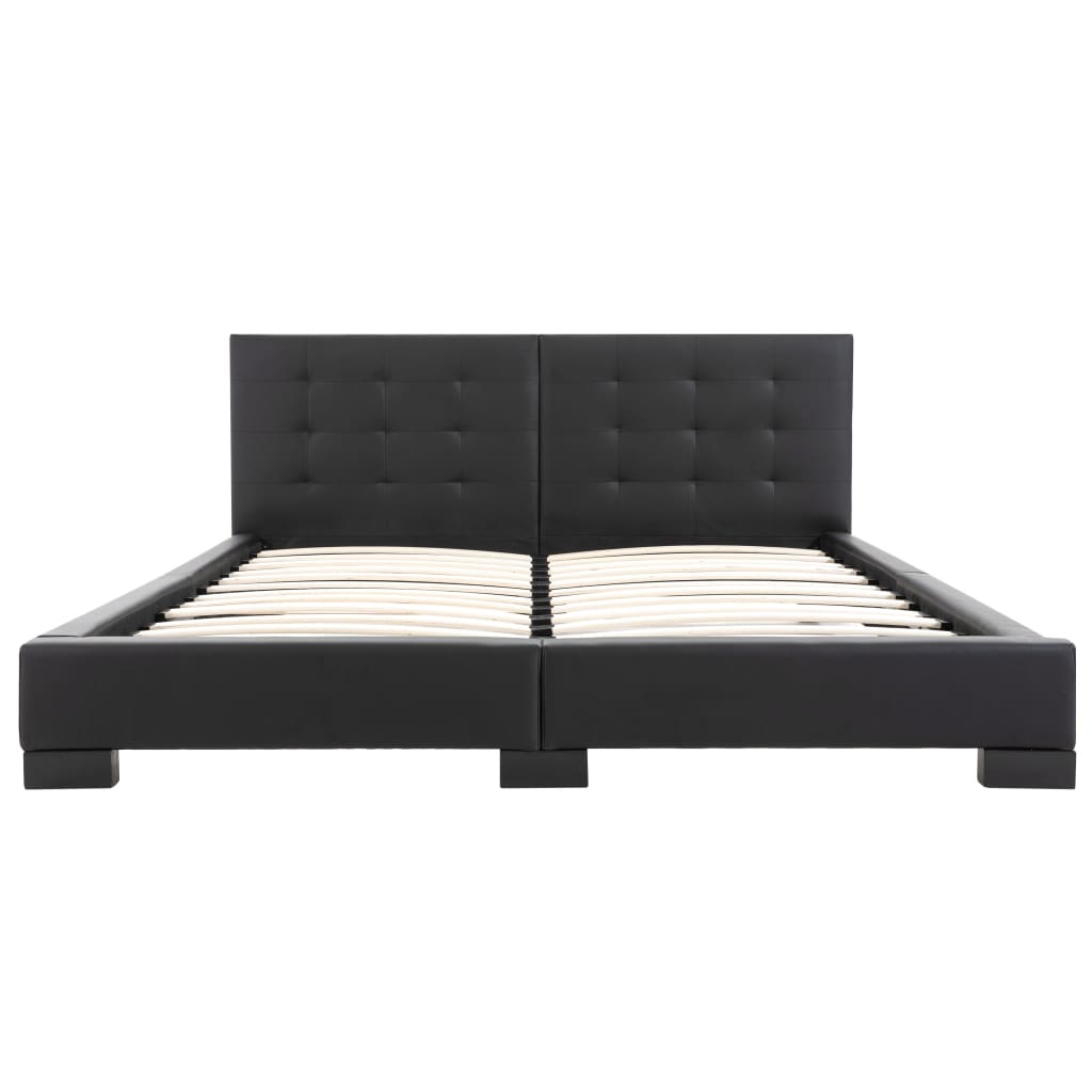 vidaXL Estrutura de cama sem colchão em couro sintético preto 200x160 cm