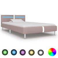 vidaXL Estrutura de cama c/ LEDs 90x200 cm couro artificial branco