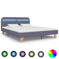 vidaXL Estrutura de cama com LEDs em tecido 180x200 cm cinzento-escuro