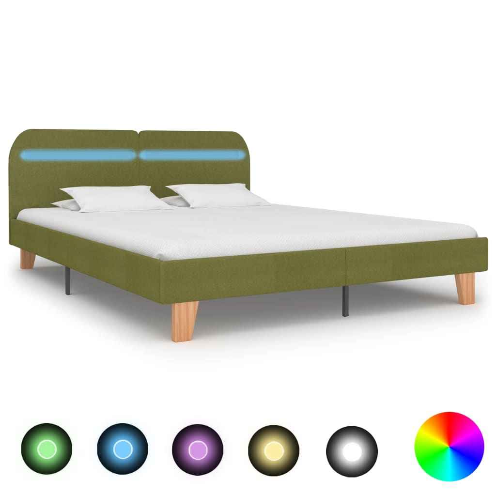 vidaXL Estrutura de cama com LEDs em tecido 180x200 cm cinzento-escuro