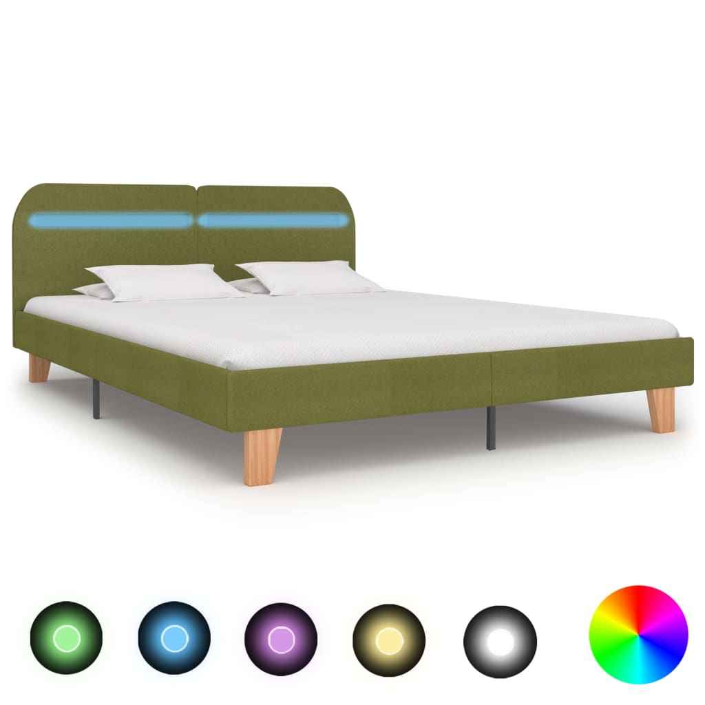 vidaXL Estrutura de cama com LEDs em tecido 180x200 cm cinzento-escuro