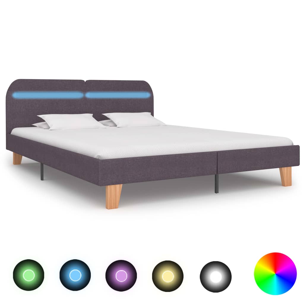 vidaXL Estrutura de cama com LEDs em tecido 180x200 cm cinzento-escuro