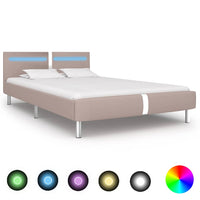 vidaXL Estrutura de cama com LED sem colchão 135x190 cm cappuccino