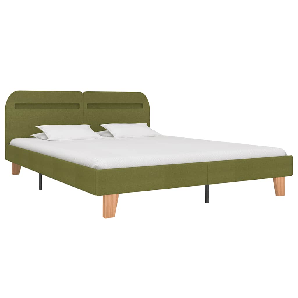 vidaXL Estrutura de cama com LED sem colchão 150x200 cm tecido verde