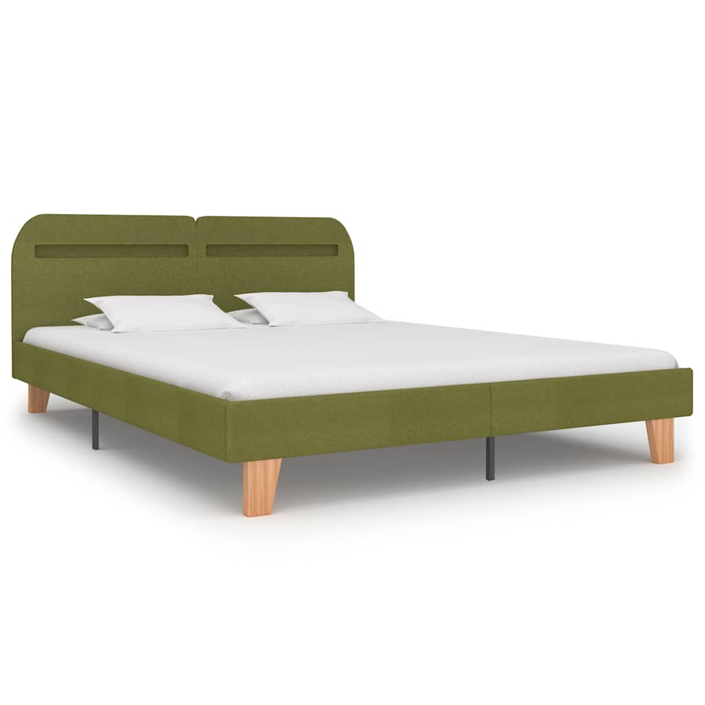 vidaXL Estrutura de cama com LED sem colchão 150x200 cm tecido verde