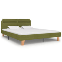 vidaXL Estrutura de cama com LED sem colchão 150x200 cm tecido verde