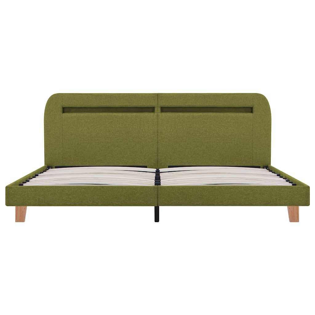 vidaXL Estrutura de cama com LED sem colchão 150x200 cm tecido verde