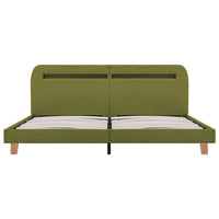 vidaXL Estrutura de cama com LED sem colchão 150x200 cm tecido verde