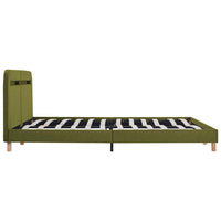 vidaXL Estrutura de cama com LED sem colchão 150x200 cm tecido verde