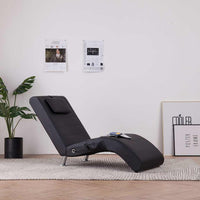 vidaXL Chaise longue de massagem c/ almofada couro artificial preto