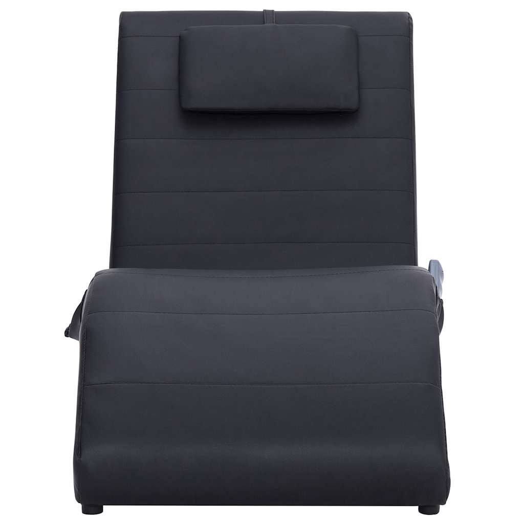 vidaXL Chaise longue de massagem c/ almofada couro artificial preto