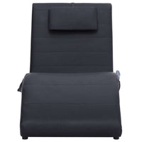 vidaXL Chaise longue de massagem c/ almofada couro artificial preto