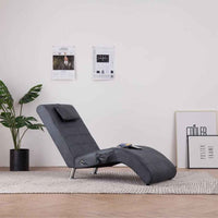 vidaXL Chaise longue massagem c/ almofada camurça artificial castanho