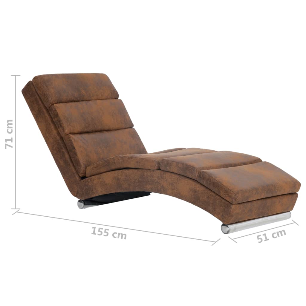 vidaXL Chaise longue camurça artificial castanho