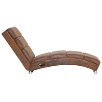 vidaXL Chaise longue de massagens camurça artificial castanho