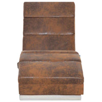 vidaXL Chaise longue de massagens camurça artificial castanho