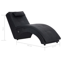 vidaXL Chaise longue de massagem c/ almofada couro artificial preto