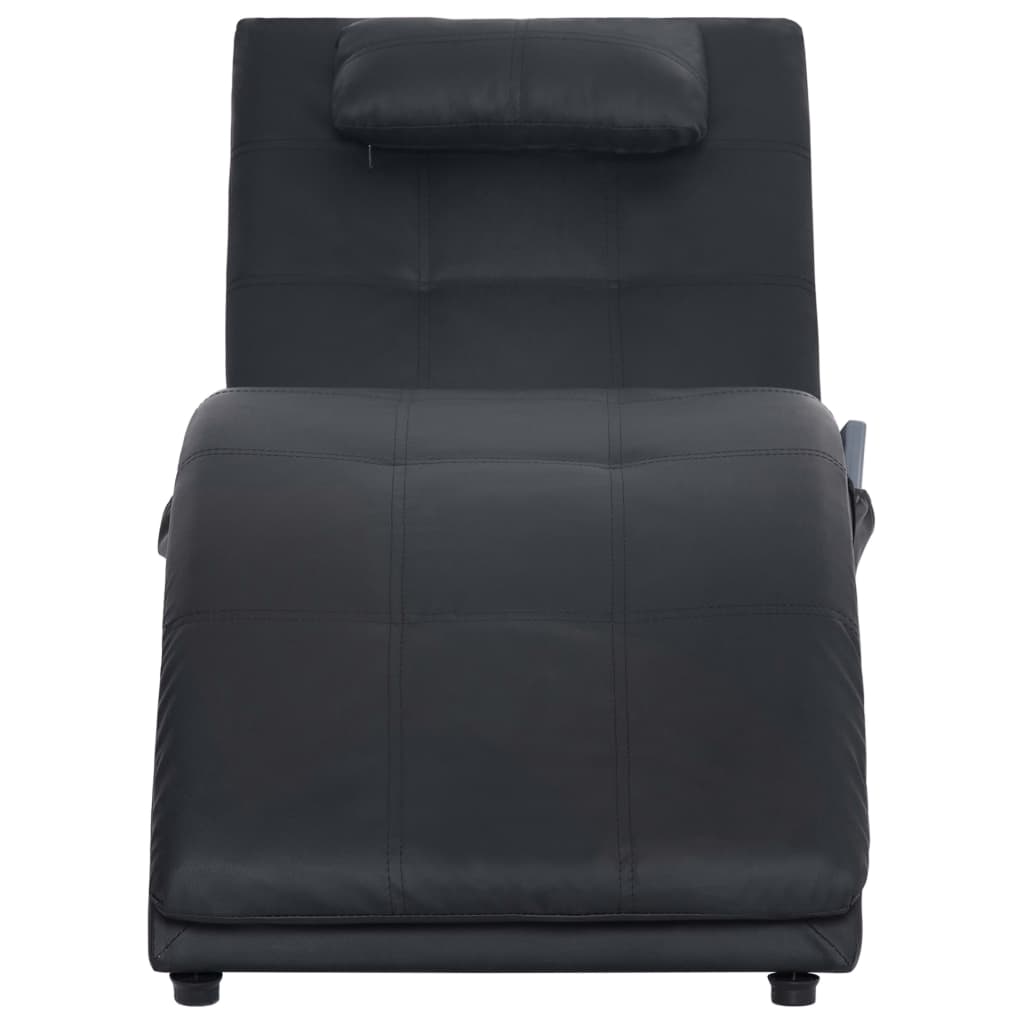 vidaXL Chaise longue de massagem c/ almofada couro artificial preto