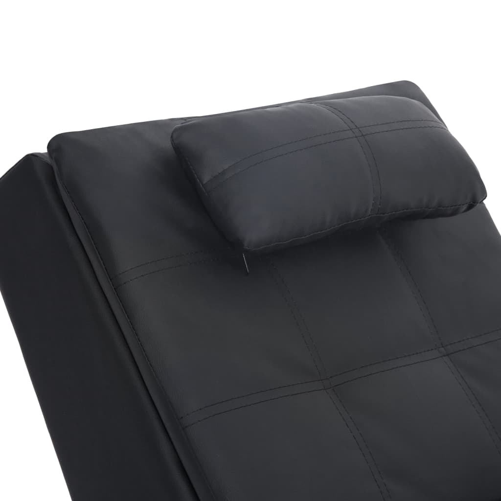 vidaXL Chaise longue de massagem c/ almofada couro artificial preto