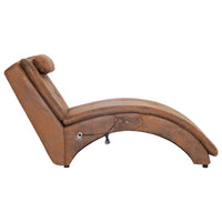 vidaXL Chaise longue massagem c/ almofada camurça artificial castanho