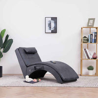 vidaXL Chaise longue massagem c/ almofada camurça artificial castanho