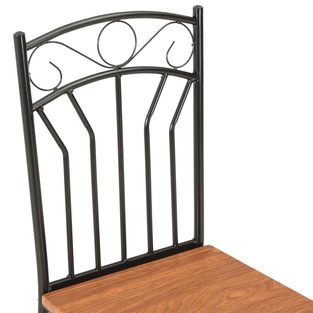 vidaXL 7 pcs conjunto de jantar em MDF e aço castanho