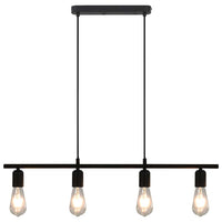 vidaXL Candeeiro teto c/ lâmpadas incandescência 2 W preto 80 cm E27