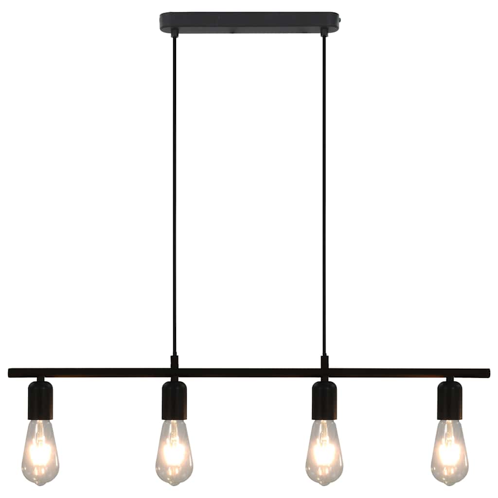 vidaXL Candeeiro teto c/ lâmpadas incandescência 2 W preto 80 cm E27