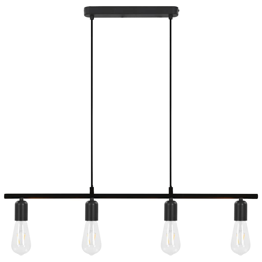 vidaXL Candeeiro teto c/ lâmpadas incandescência 2 W preto 80 cm E27