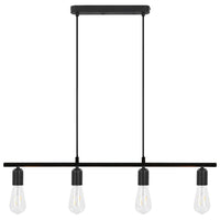 vidaXL Candeeiro teto c/ lâmpadas incandescência 2 W preto 80 cm E27
