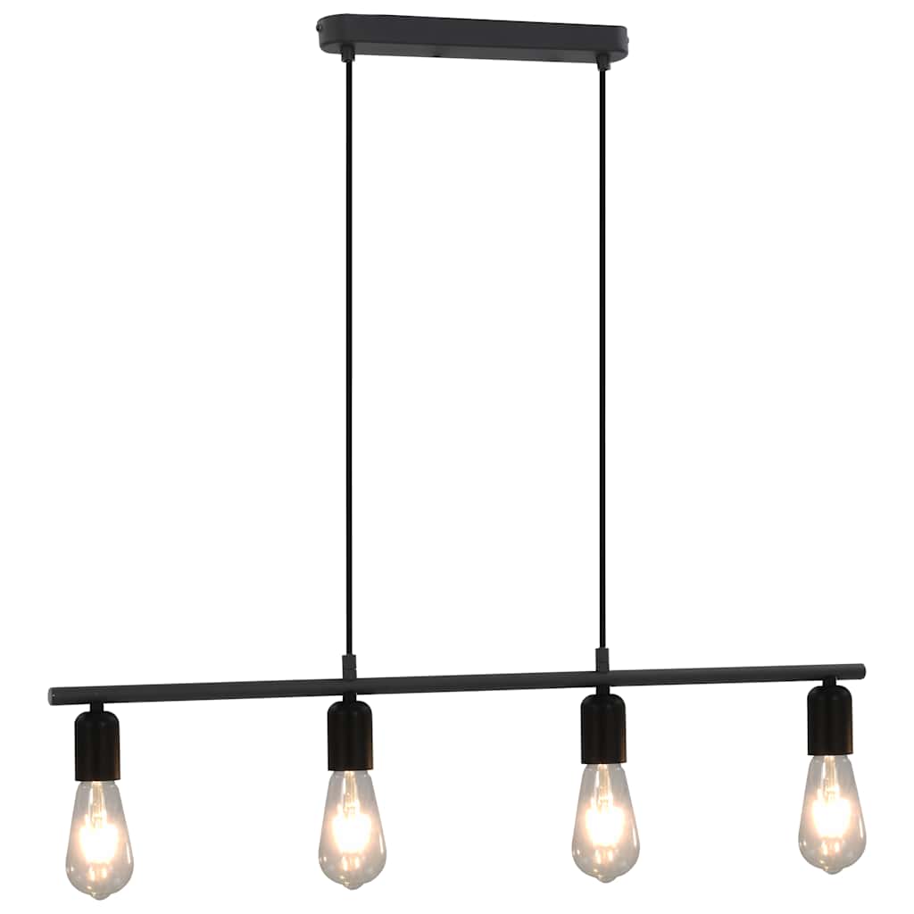 vidaXL Candeeiro teto c/ lâmpadas incandescência 2 W preto 80 cm E27